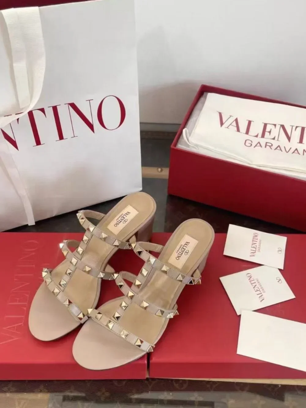 Valentino Rockstud Studded Open‑Toe Mule Heels
